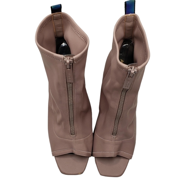 Aldo | Love Planet Mauve Pink Peep Toe Sock Zip Front Ankle Booties Women's 11 - Picture 7 of 12